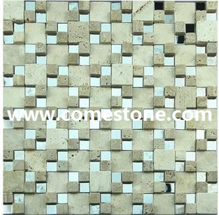 white travertine mosaic tile